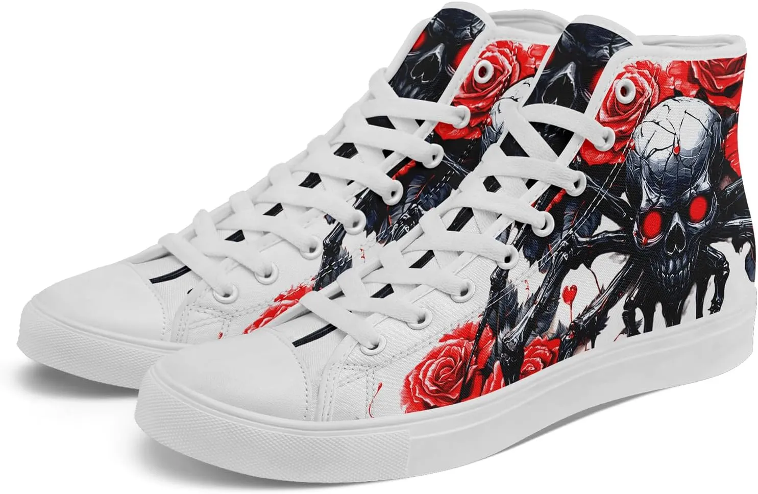Skull Shoes for Women Men High Top Canvas Sneaker Punk Rock Joker Print Shoes Student Casual Walking Streetwear
