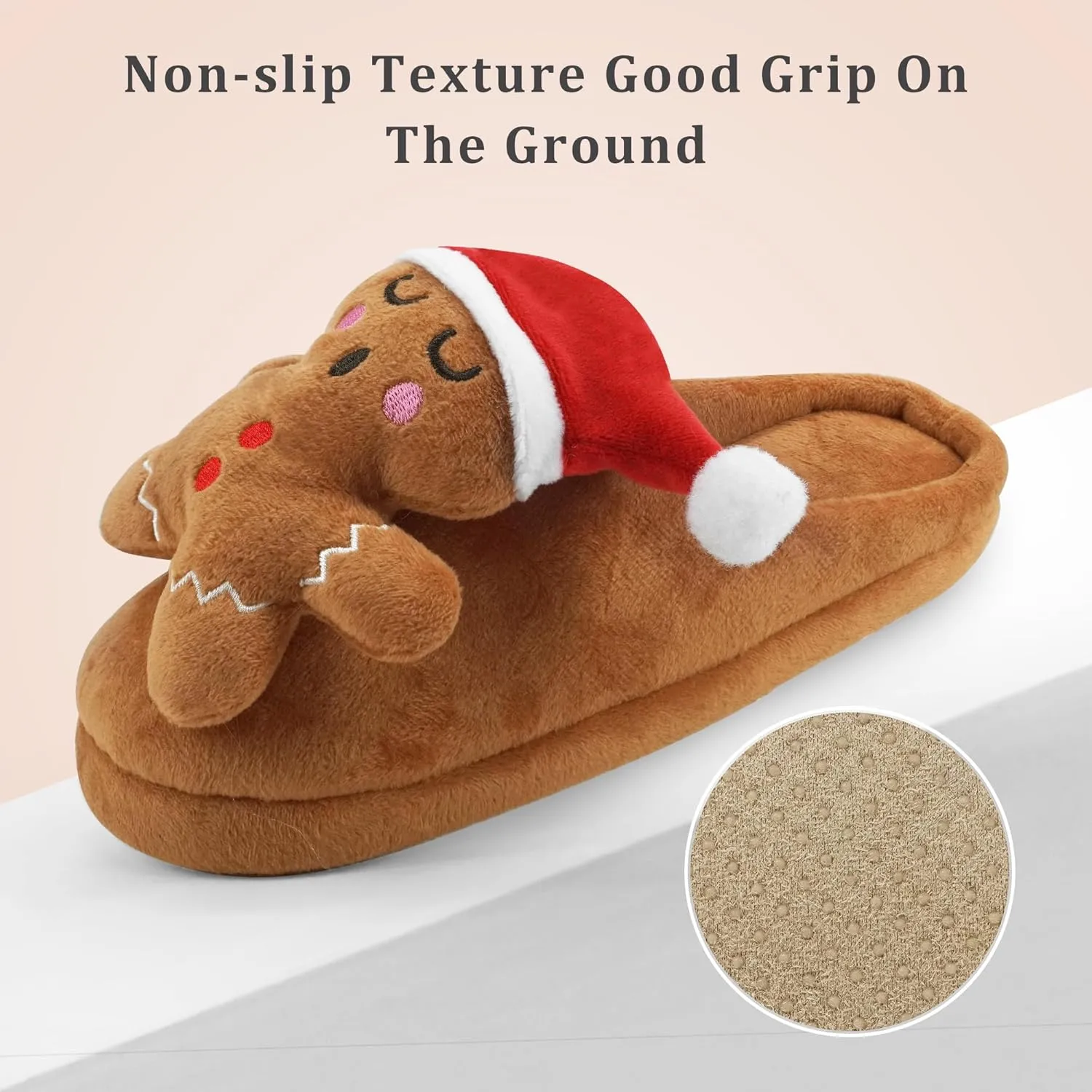 SKYWHEEL Women's Reindeer Slippers - Comfortable Plush Warm Non-Slip Slippers for Christmas, Family, Holiday, Winter, House, Indoor, Outdoor, Bedroom