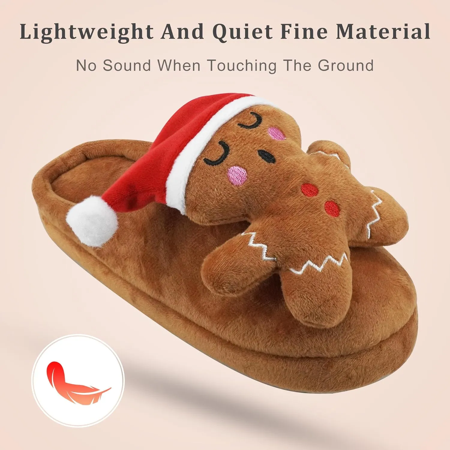 SKYWHEEL Women's Reindeer Slippers - Comfortable Plush Warm Non-Slip Slippers for Christmas, Family, Holiday, Winter, House, Indoor, Outdoor, Bedroom