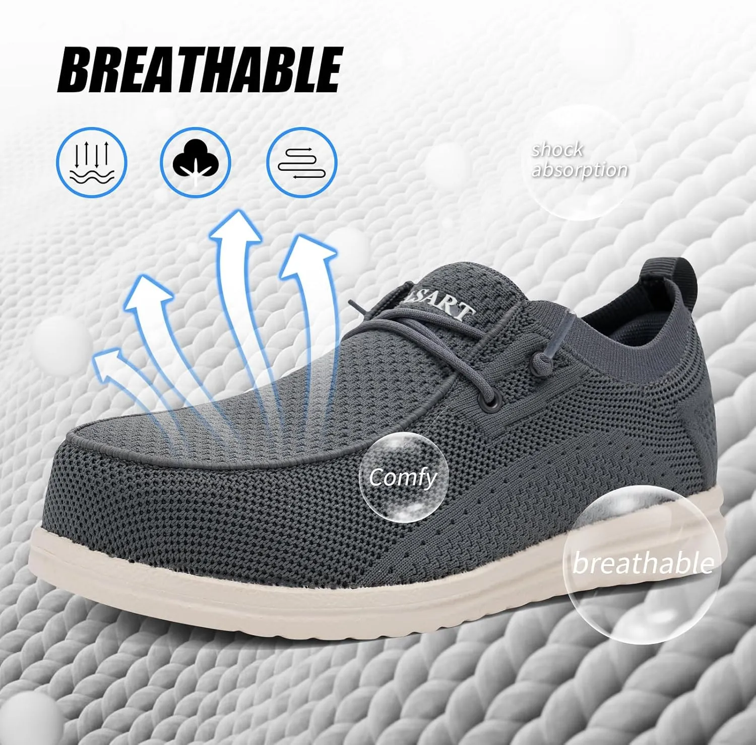 Slip-On Steel Toe Shoes for Men Loafers Work Shoes Lightweight Comfortable Non-Slip Composite Steel Toe Walking Safety Shoes