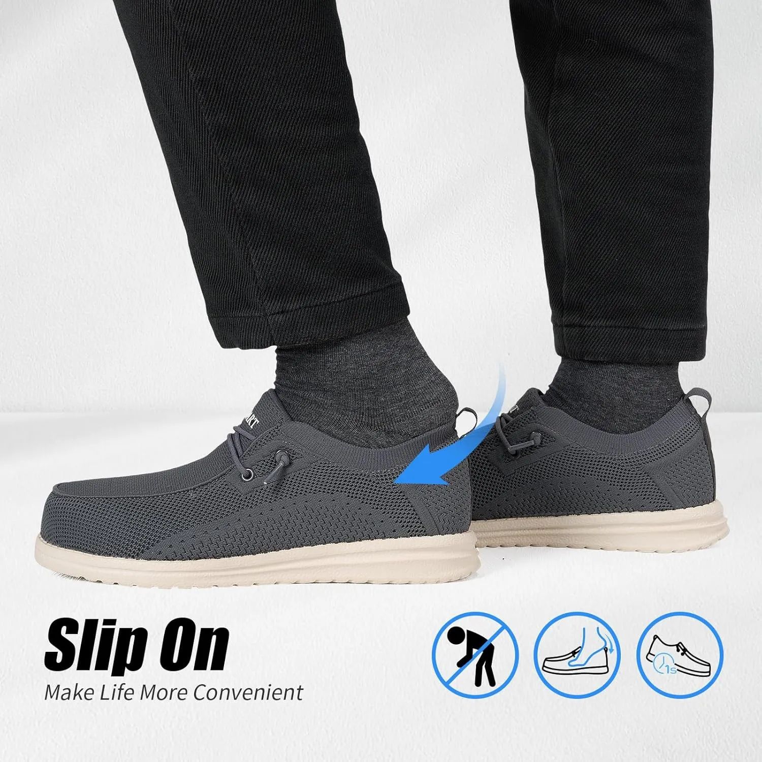 Slip-On Steel Toe Shoes for Men Loafers Work Shoes Lightweight Comfortable Non-Slip Composite Steel Toe Walking Safety Shoes