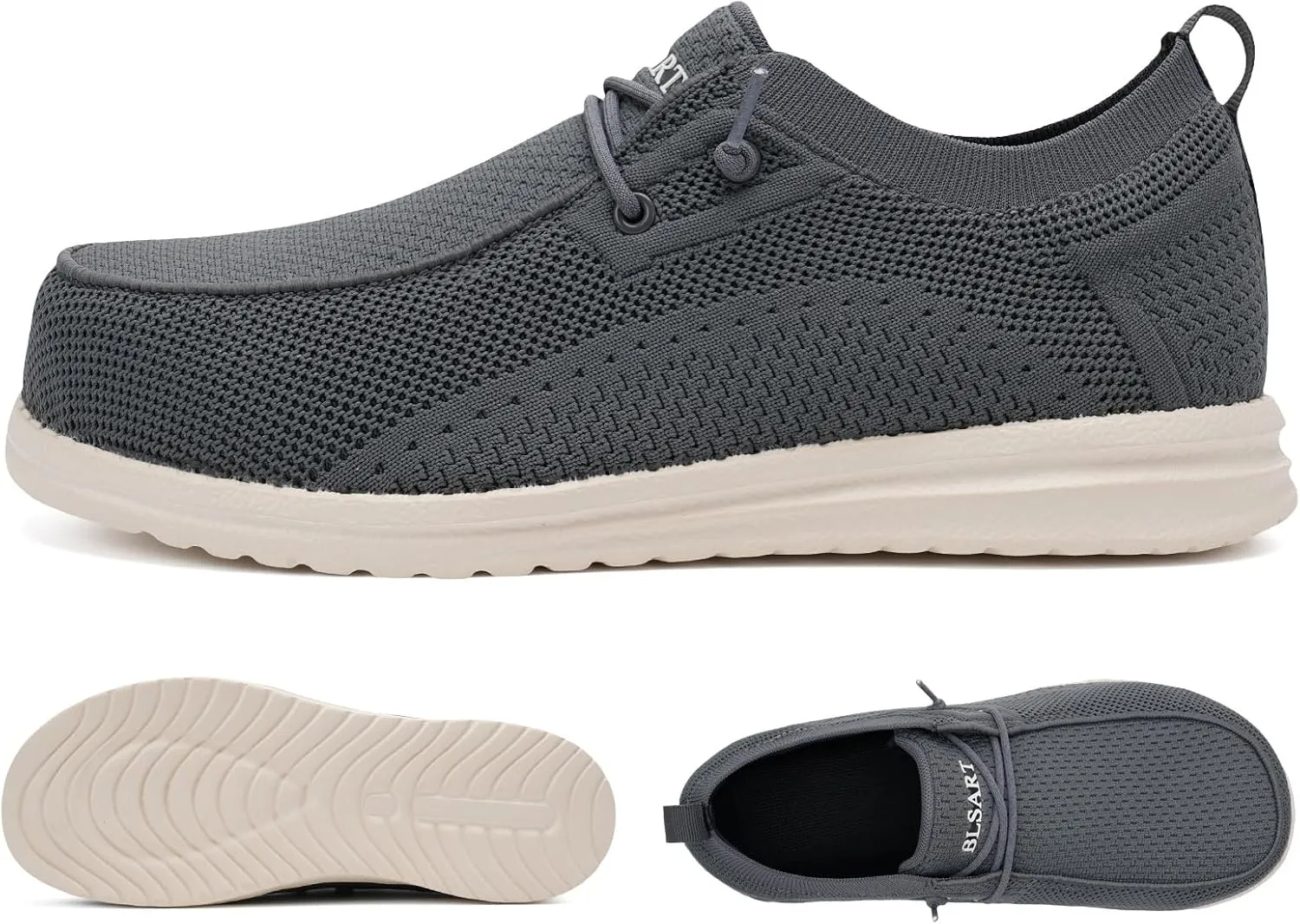 Slip-On Steel Toe Shoes for Men Loafers Work Shoes Lightweight Comfortable Non-Slip Composite Steel Toe Walking Safety Shoes