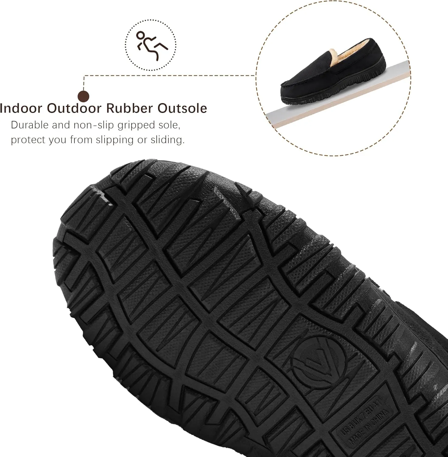 Slippers for Men Mens Moccasin Slippers Fuzzy Memory Foam House Shoes Indoor Outdoor Rubber Sole