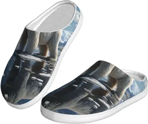 Slippers for Women Men Cotton Slippers Glacier Polar Bear Plush Shoes Non-slip TPR Slippers
