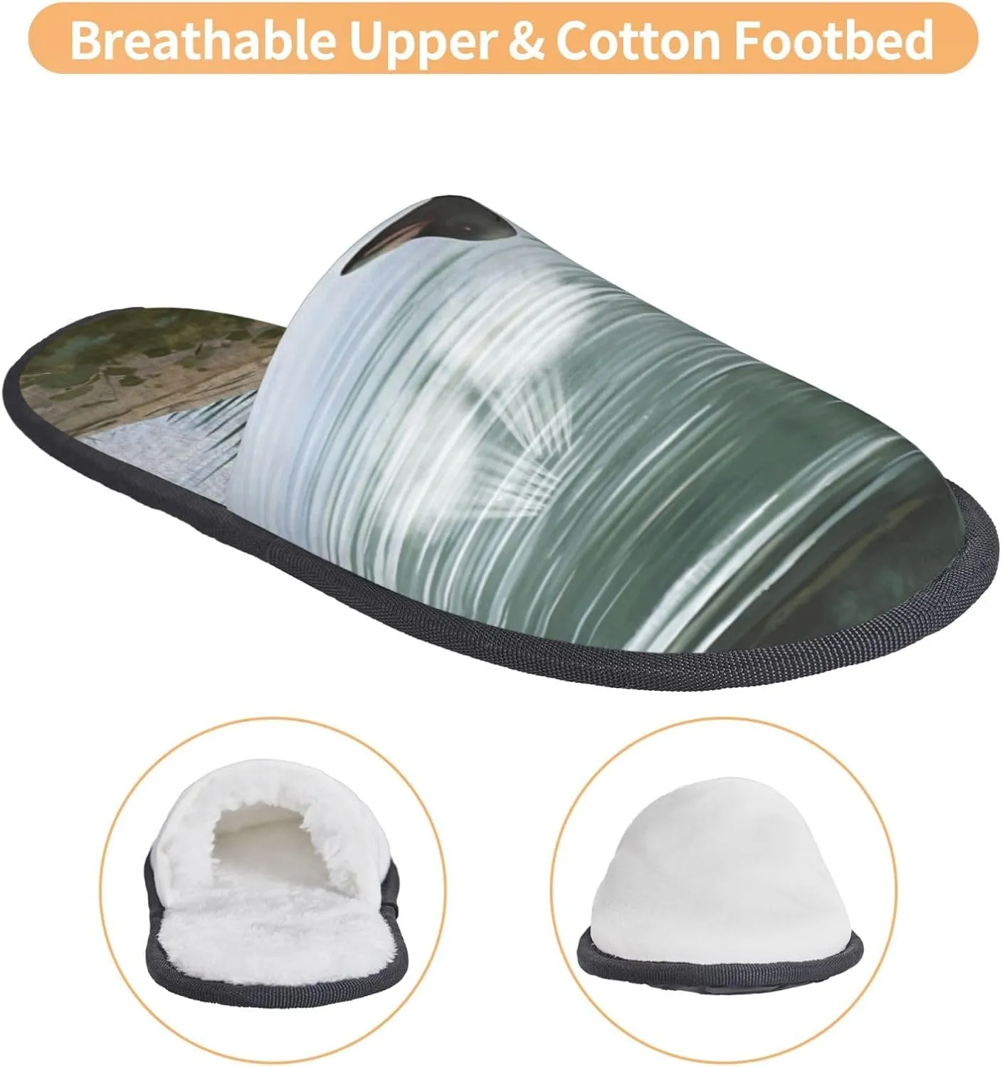 Slippers for Women Men Memory Foam Slippers Loon Nature Birds House Slippers Winter Slides Indoor House Shoes