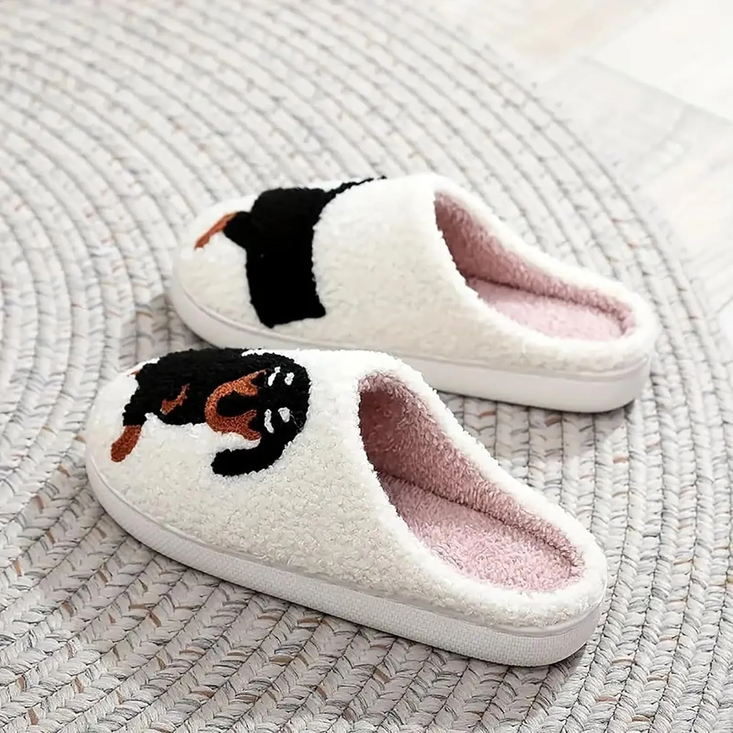 Slippers for Womens Mens Cut Retro Plush Soft Memory Foam House Shoes