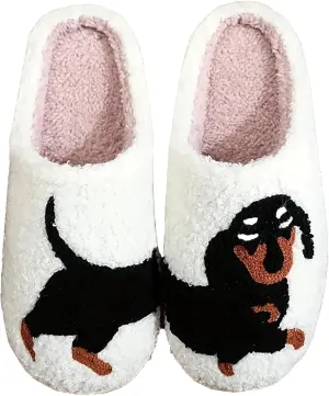 Slippers for Womens Mens Cut Retro Plush Soft Memory Foam House Shoes