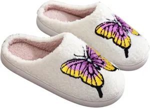 Slippers for Womens Mens Cut Retro Plush Soft Memory Foam House Shoes