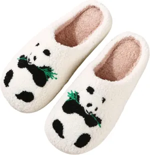 Slippers for Womens Mens Cut Retro Plush Soft Memory Foam House Shoes
