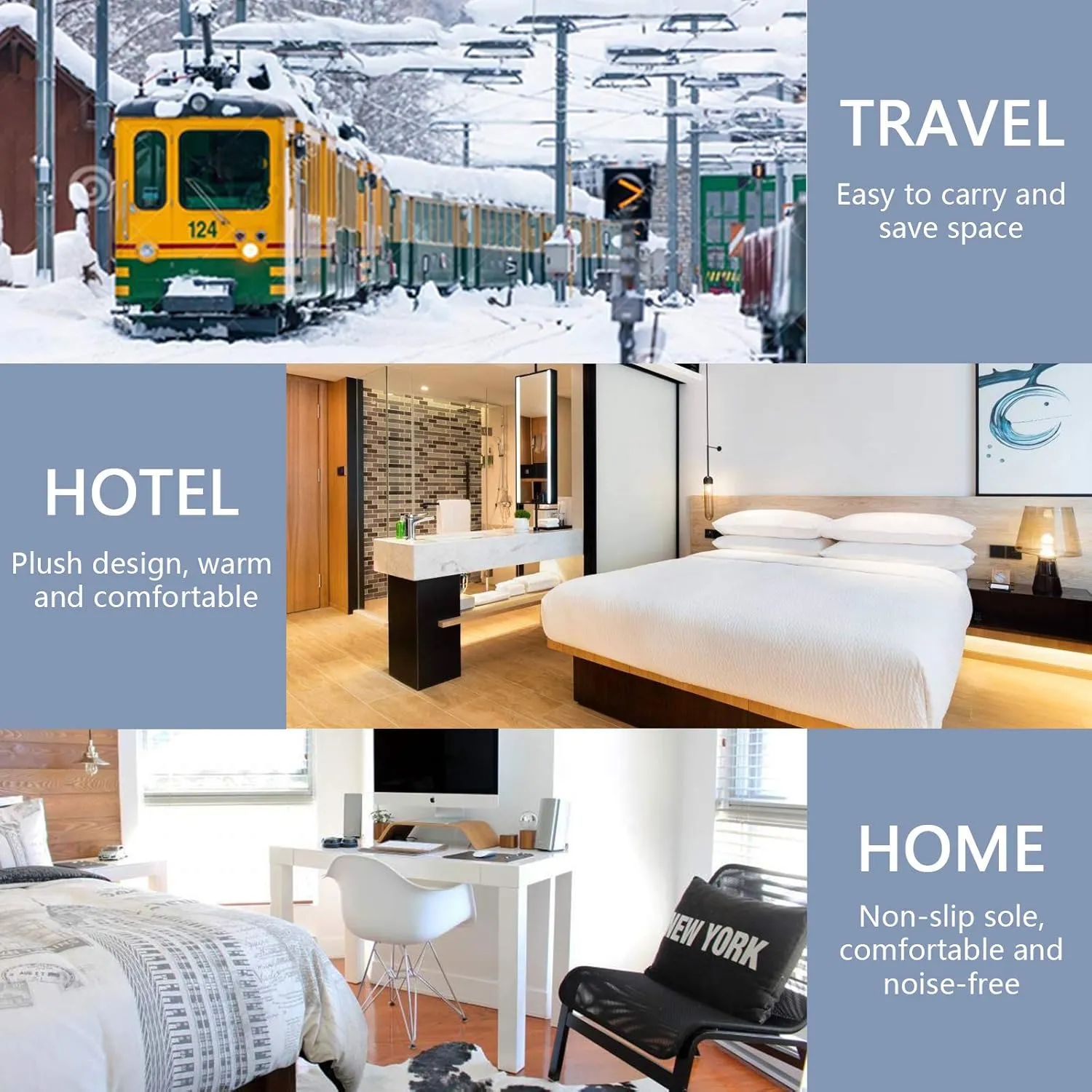 Slippers Soft Memory Foam Non-Slip Indoor House Slippers Home Shoes for Bedroom Hotel Travel Spa