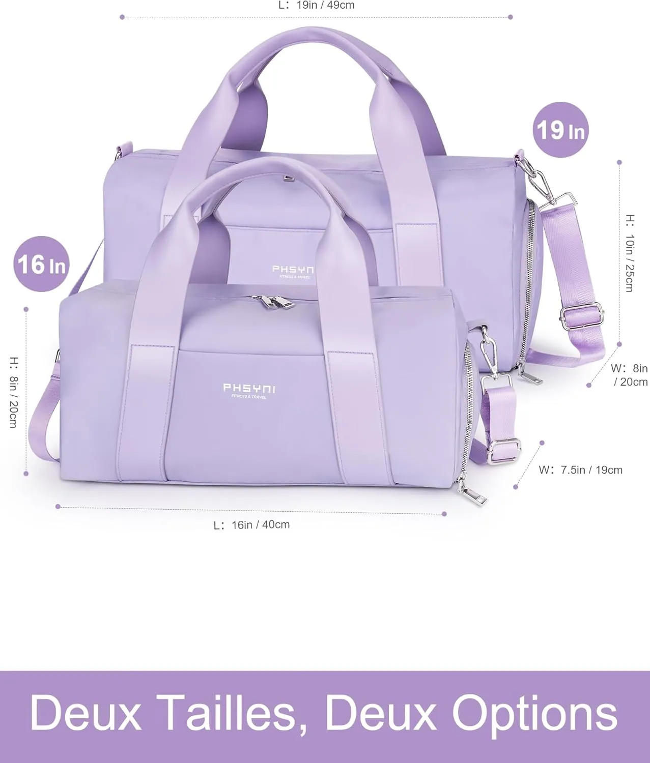 Small Sports Gym Bag for Women Girls Kids Duffle Bag for Fitness Workout, Travel, Dance, Ballet, Swim with Shoes Compartment & Waterproof Pocket, 16" Cute Purple