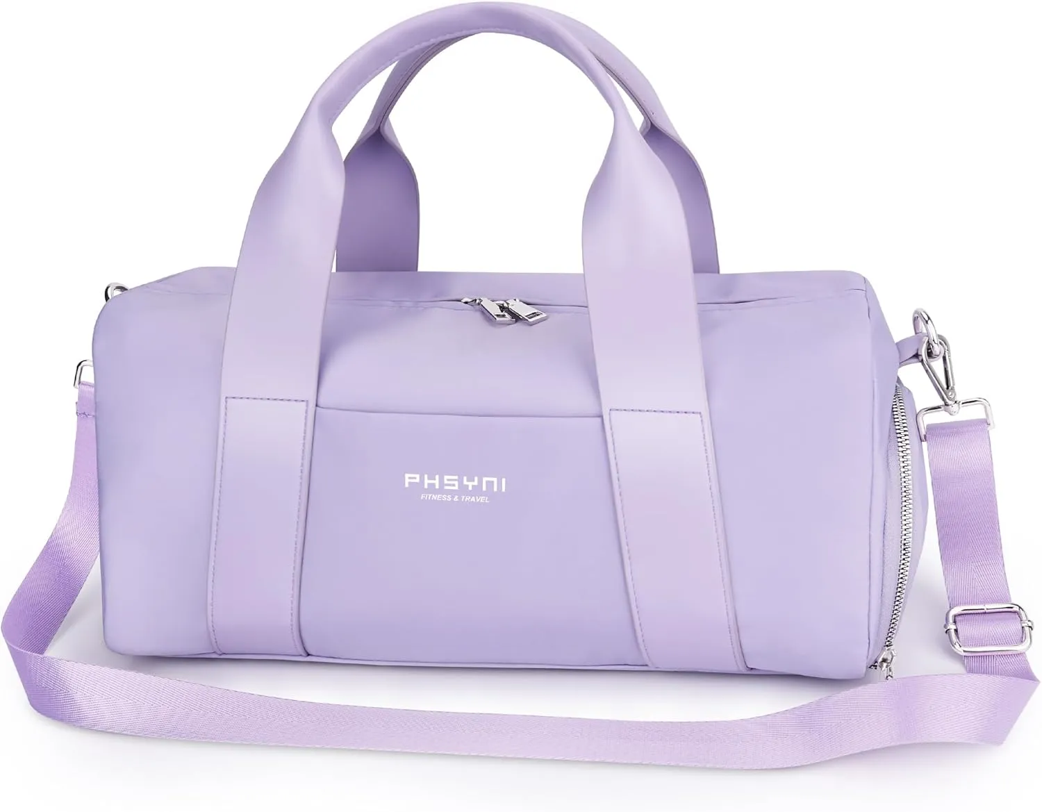 Small Sports Gym Bag for Women Girls Kids Duffle Bag for Fitness Workout, Travel, Dance, Ballet, Swim with Shoes Compartment & Waterproof Pocket, 16" Cute Purple