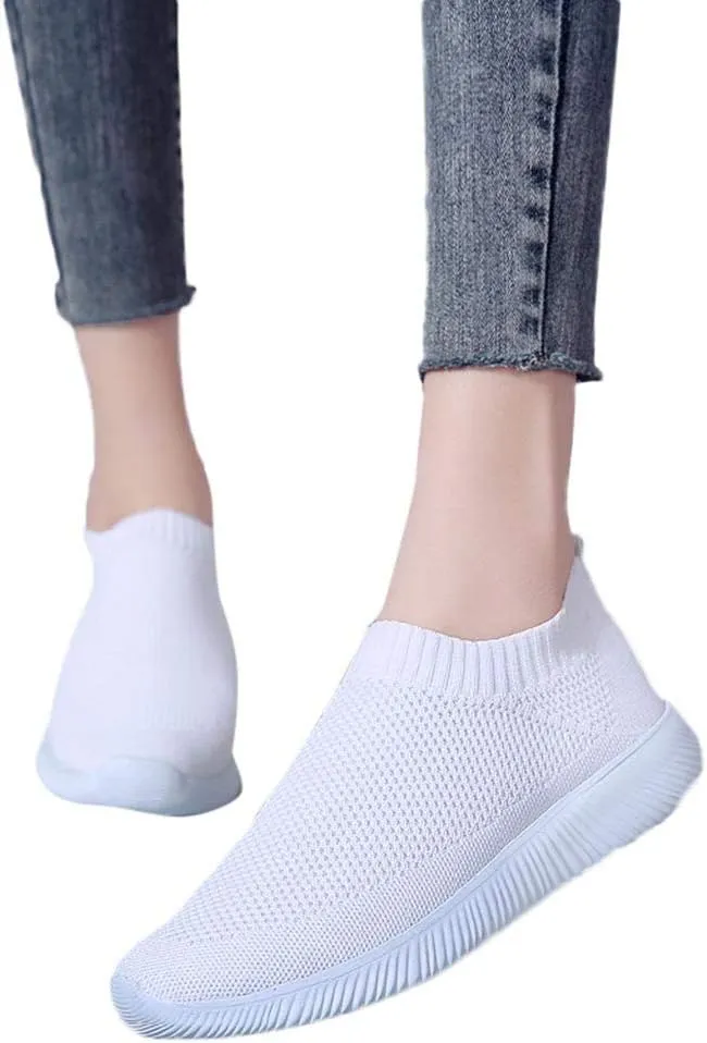 Sneakers for Women Walking Shoes Non Slip Lightweight Slip On Shoes Women Comfort Slip On Shoes Casual Wedge Sneakers White Tennis Shoe Loafers Dress Shoe