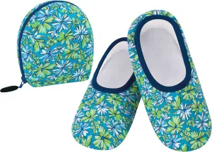 Snoozies Skinnies Womens Slipper Socks - Non-Slip Slippers with a Lightweight Sherpa Lining - Travel Slippers with Storage Pouch