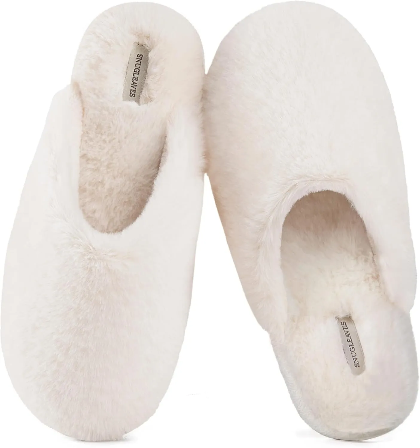 Snug Leaves Women's Fuzzy Scuff Slippers Soft Comfy Memory Foam Non-slip Indoor House Shoes