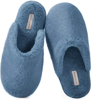 Snug Leaves Women's Fuzzy Scuff Slippers Soft Comfy Memory Foam Non-slip Indoor House Shoes