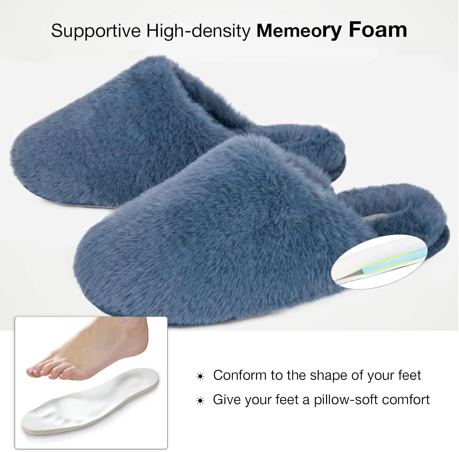 Snug Leaves Women's Fuzzy Scuff Slippers Soft Comfy Memory Foam Non-slip Indoor House Shoes