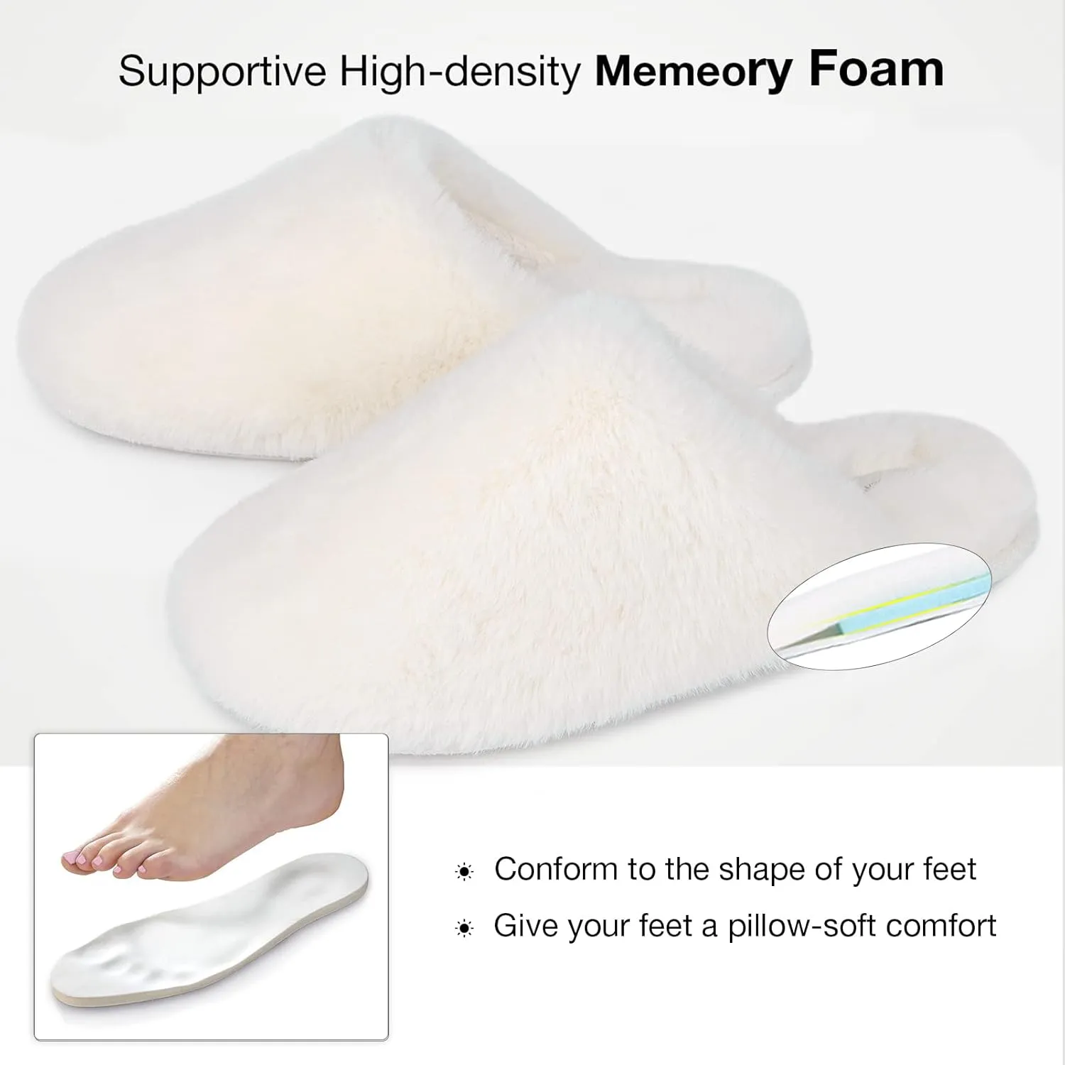 Snug Leaves Women's Fuzzy Scuff Slippers Soft Comfy Memory Foam Non-slip Indoor House Shoes