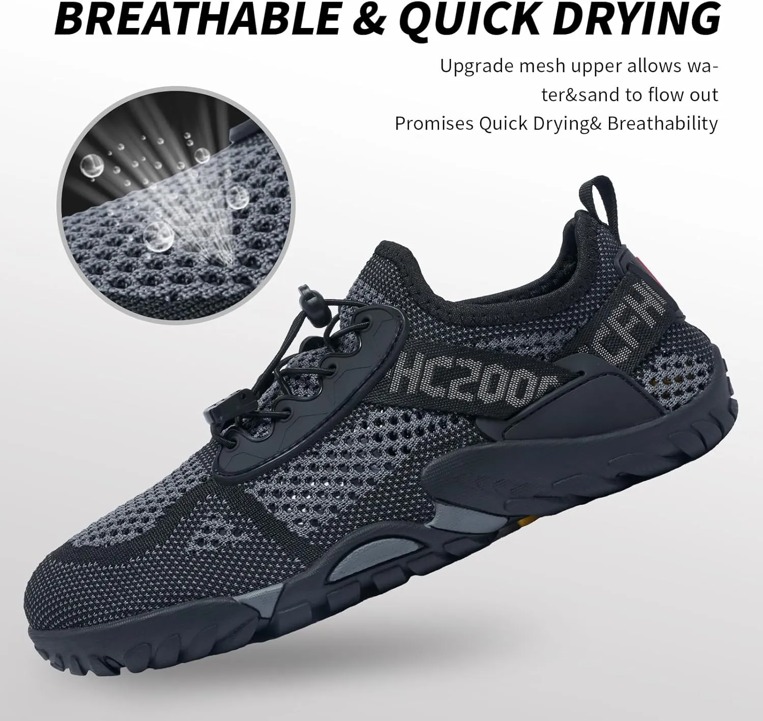 SOBASO Water Shoes Men Hiking Quick Dry Aqua Barefoot Swim Beach Shoes for Pool Hike Surf Sport Yoga Diving Sailing Travel Adult Unisex