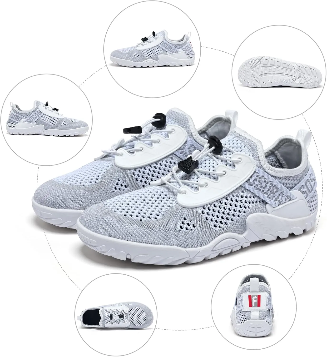SOBASO Water Shoes Men Hiking Quick Dry Aqua Barefoot Swim Beach Shoes for Pool Hike Surf Sport Yoga Diving Sailing Travel Adult Unisex