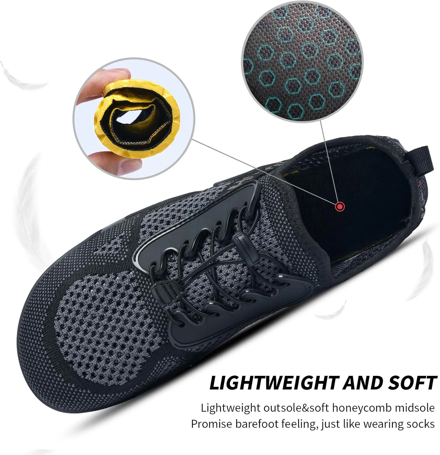 SOBASO Water Shoes Men Hiking Quick Dry Aqua Barefoot Swim Beach Shoes for Pool Hike Surf Sport Yoga Diving Sailing Travel Adult Unisex