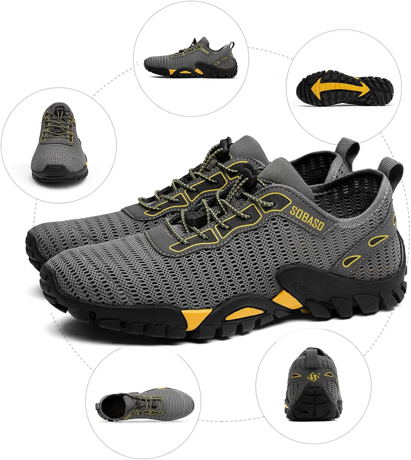 SOBASO Water Shoes Women Men Quick Drying Swim Beach Aqua Shoes for Water Sport Diving Hiking Sailing Travel