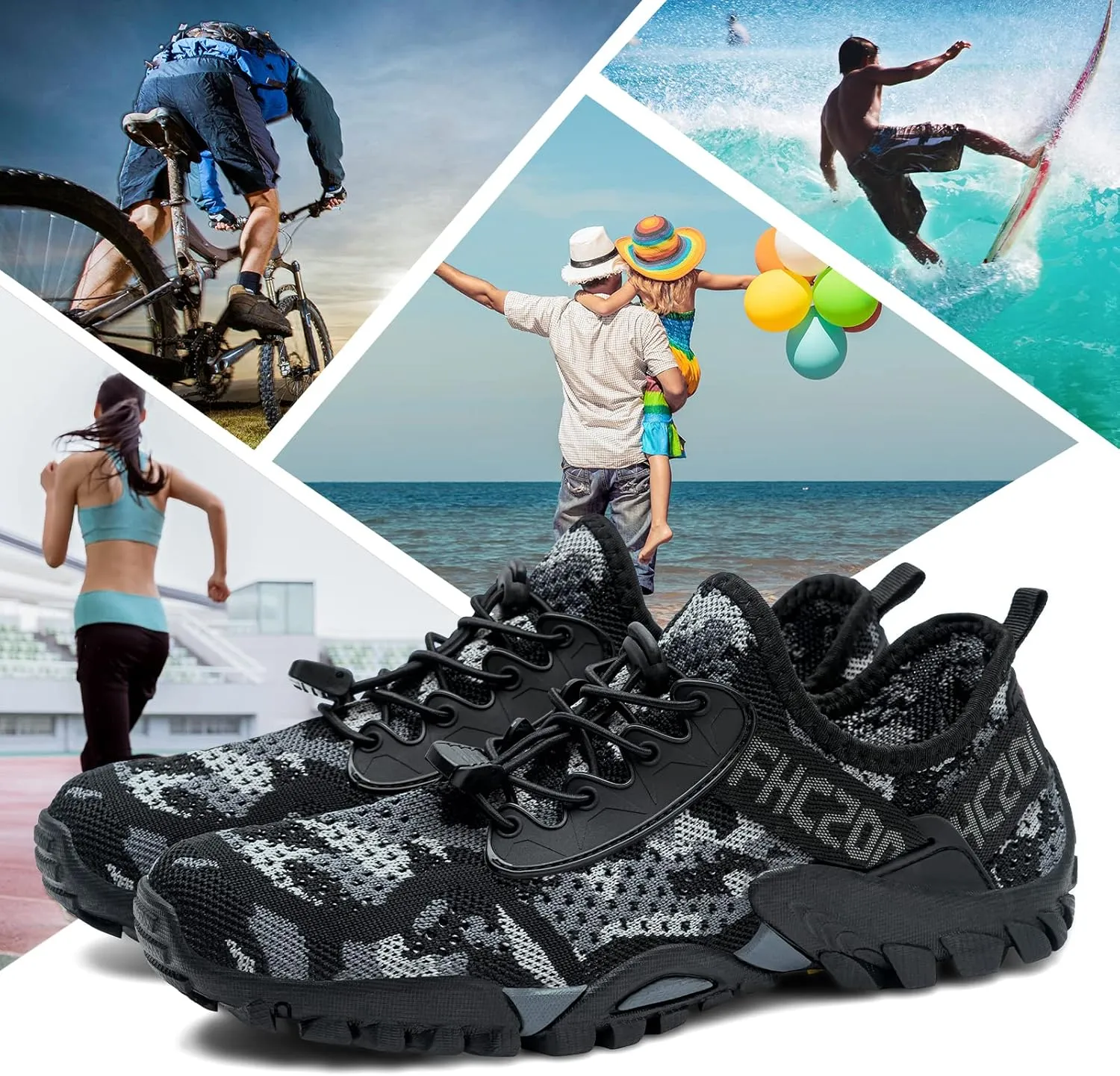 SOBASO Water Shoes Women Men Quick Drying Swim Beach Aqua Shoes for Water Sport Diving Hiking Sailing Travel