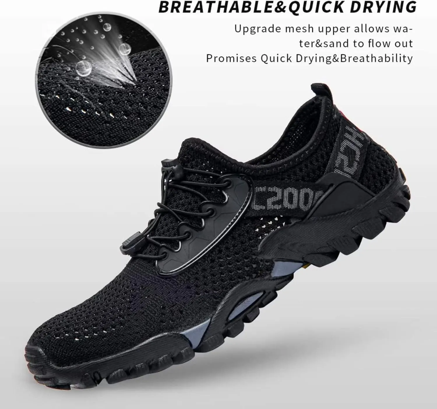 SOBASO Water Shoes Women Men Quick Drying Swim Beach Aqua Shoes for Water Sport Diving Hiking Sailing Travel