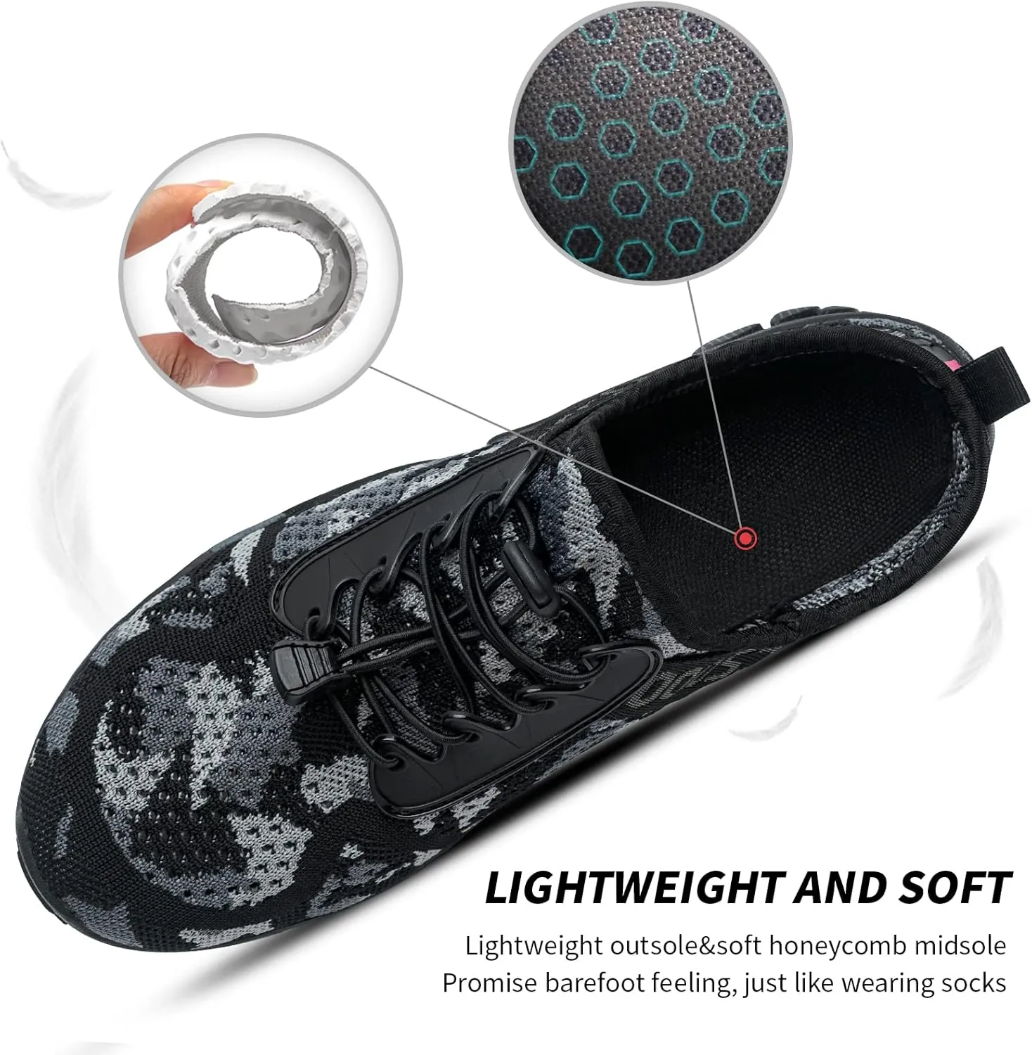 SOBASO Water Shoes Women Men Quick Drying Swim Beach Aqua Shoes for Water Sport Diving Hiking Sailing Travel