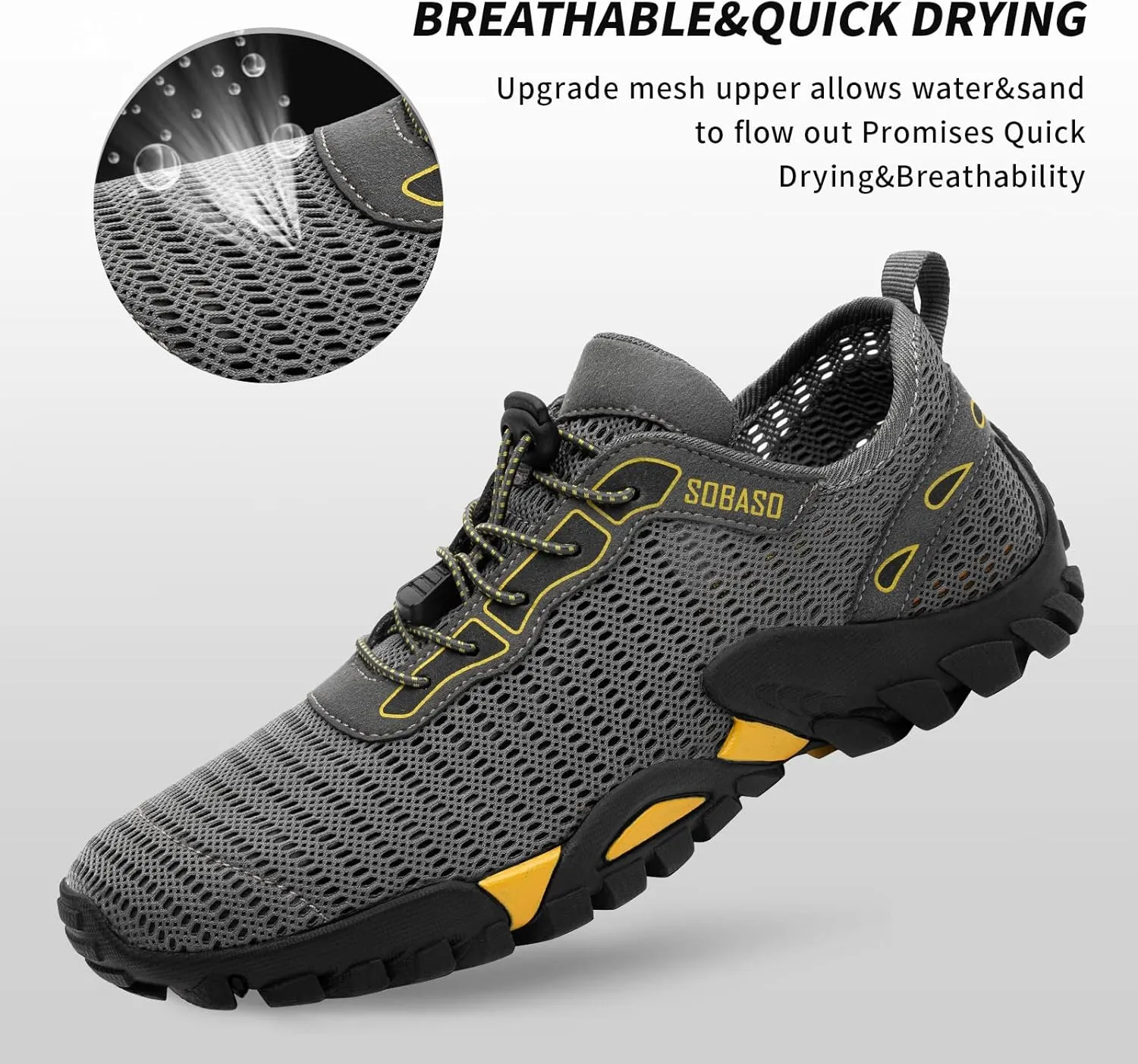 SOBASO Water Shoes Women Men Quick Drying Swim Beach Aqua Shoes for Water Sport Diving Hiking Sailing Travel