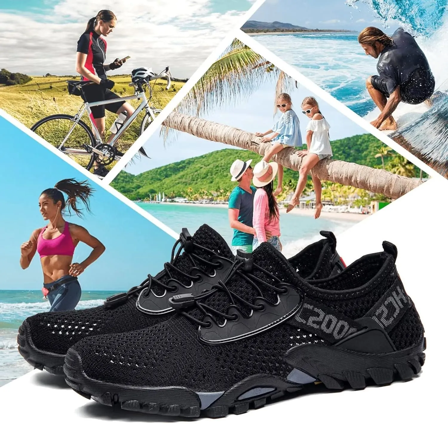 SOBASO Water Shoes Women Men Quick Drying Swim Beach Aqua Shoes for Water Sport Diving Hiking Sailing Travel