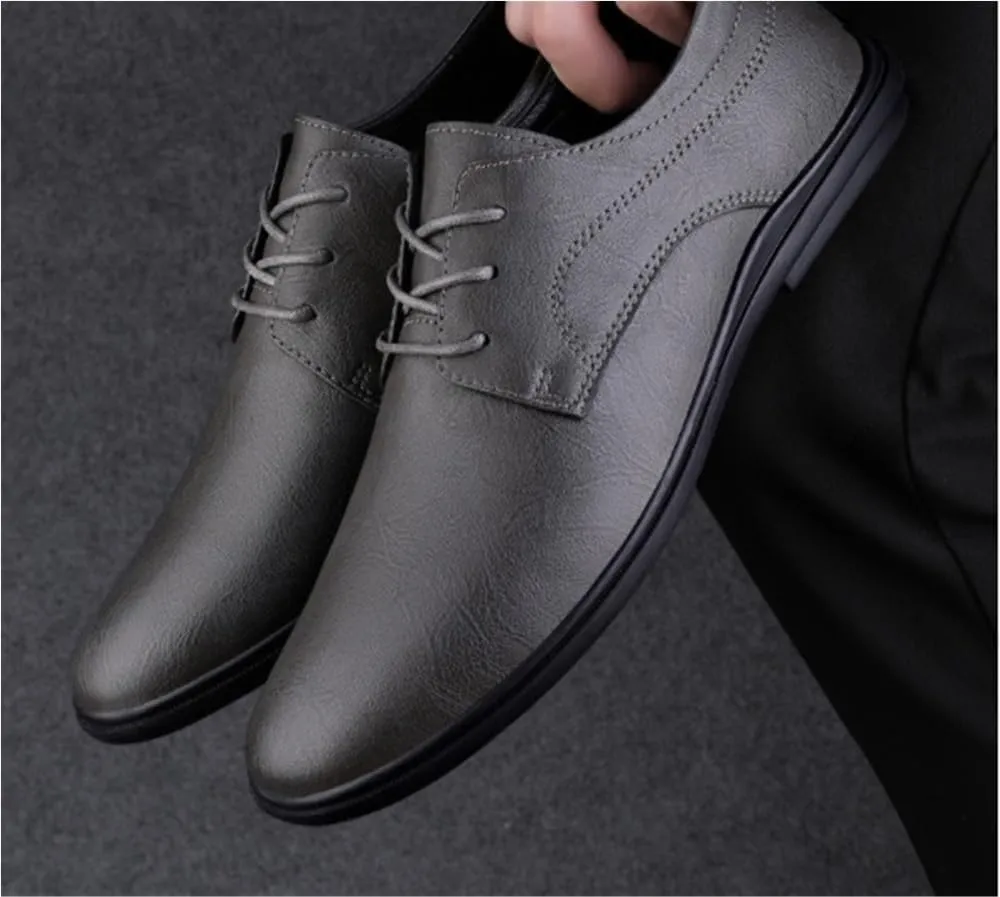 Soft Bottom Casual Shoes Men's Lace-Up Comfortable Fashion Dress Classic Oxfords Lightweight for Formal and Everyday Wear
