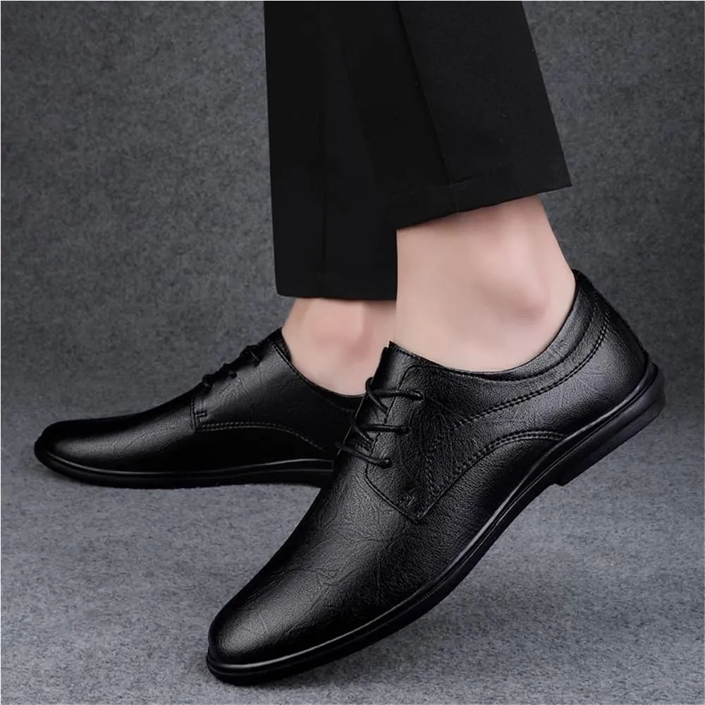 Soft Bottom Casual Shoes Men's Lace-Up Comfortable Fashion Dress Classic Oxfords Lightweight for Formal and Everyday Wear
