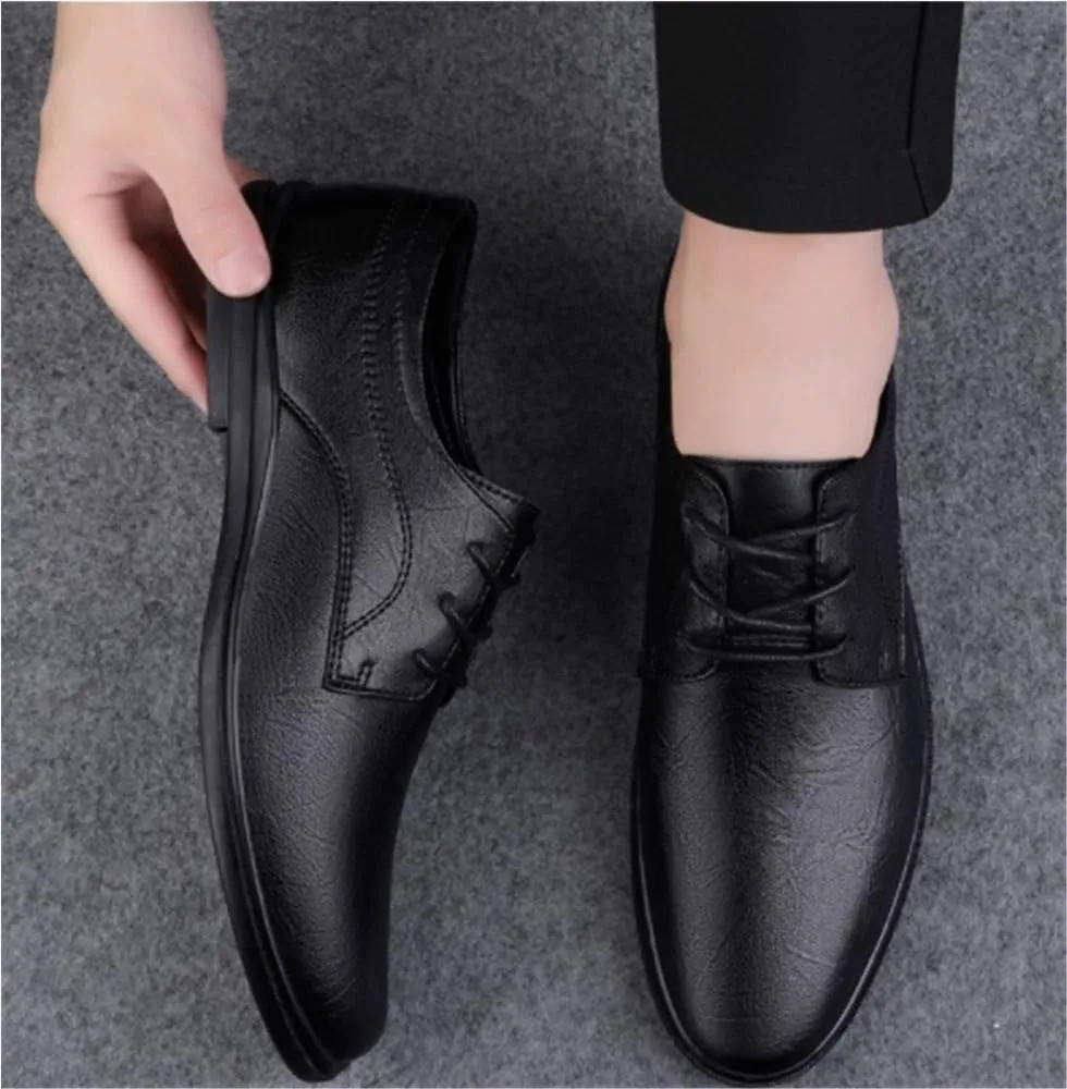 Soft Bottom Casual Shoes Men's Lace-Up Comfortable Fashion Dress Classic Oxfords Lightweight for Formal and Everyday Wear
