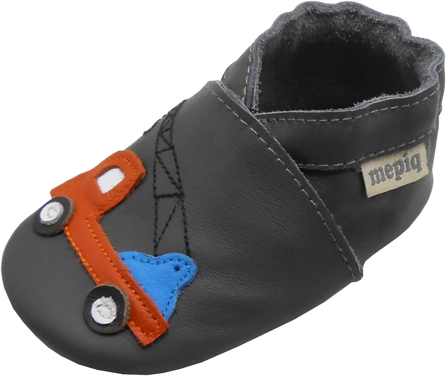 Soft Leather Slippers Baby Moccasins with Rubber Sole, Anti-Slip Infant Toddler First Walking Shoes for Boys Girls, 0-24 Months