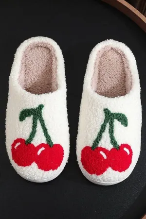 SOFT PLUSH CHERRY WARM SLIPPERS