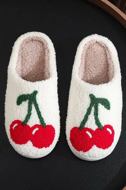 SOFT PLUSH CHERRY WARM SLIPPERS