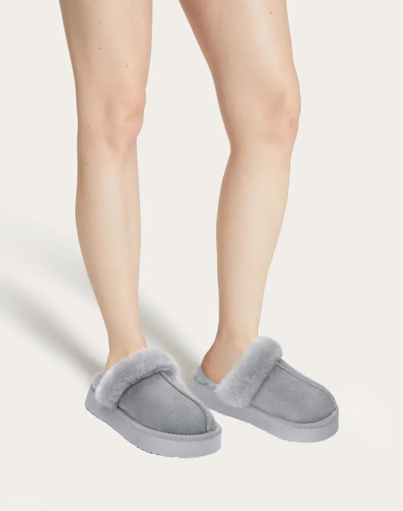 SOULROSE Women's Fuzzy Memory Foam Slippers Disquette Platform Fuzzy Comfy Cozy House Bedroom Indoor Outdoor Slippers Shoes with Non-Slip Sole Womens Gift Slippers