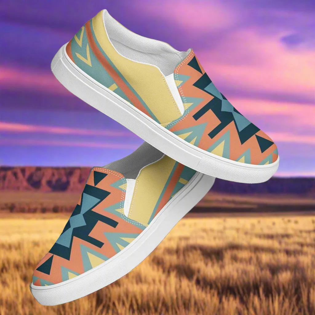 Southwest Style Custom Mens Slip On Shoes Moab Native Pattern