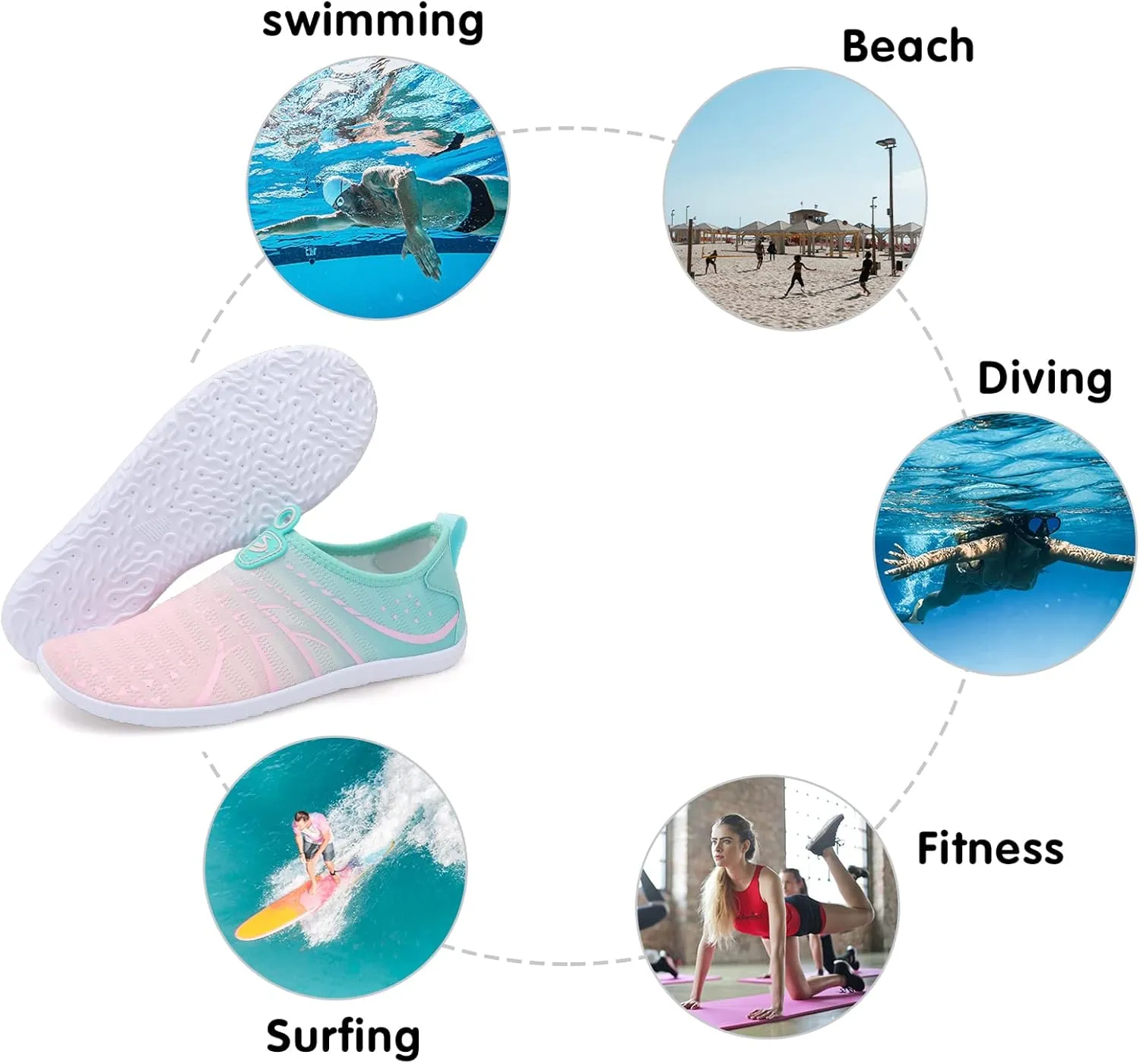 Spesoul Womens and Mens Water Shoes Breathable Quick Dry Soft Barefoot Aqua Socks for Hiking Swim Beach Surf Yoga Sport