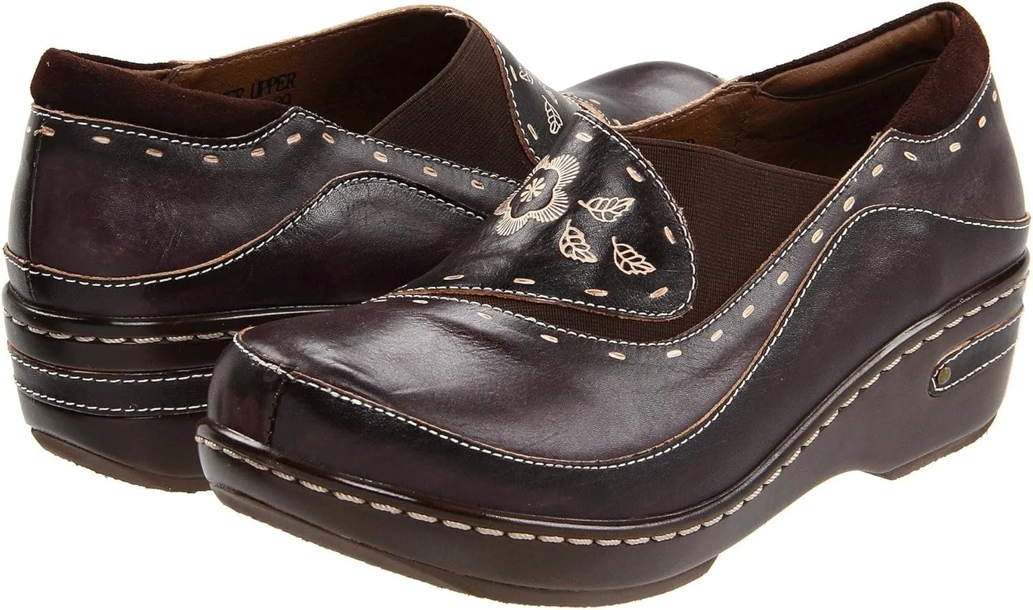 Spring Step L'Artiste Burbank Leather Clogs for Women | Designer Hand-Painted Slip-On Shoes | Ladies Casual Platform Clog for Work, Brown Nubuck EU 40 / US 9