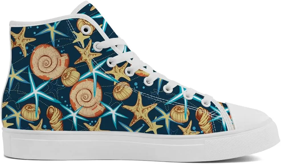 Starfish Shoes High Top Canvas Sneakers Lace Up Casual Walking Shoes for Men Women