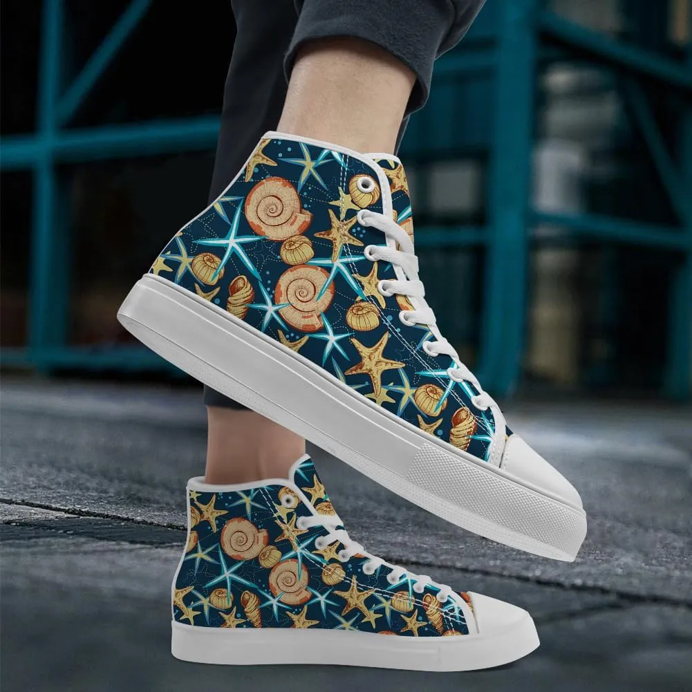 Starfish Shoes High Top Canvas Sneakers Lace Up Casual Walking Shoes for Men Women
