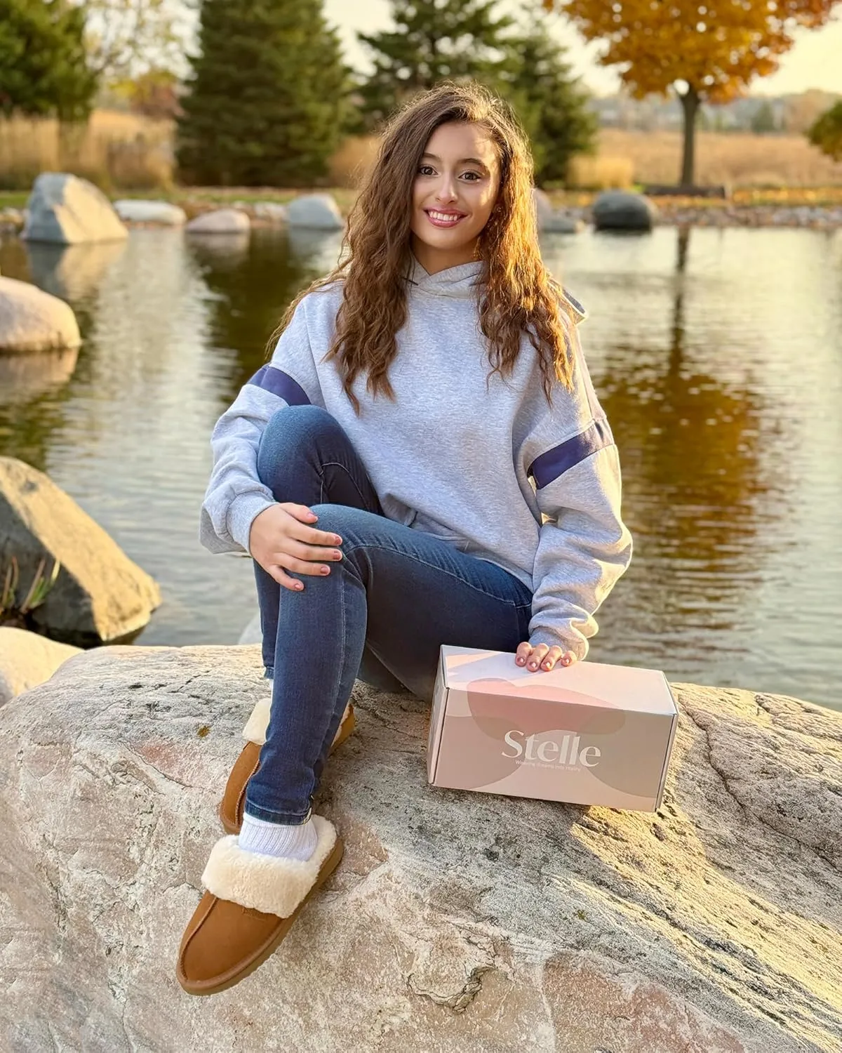 Stelle Women's Furry Platform Comfy Slippers Winter Fluffy Cozy Plush Home Shoes Indoor Outdoor