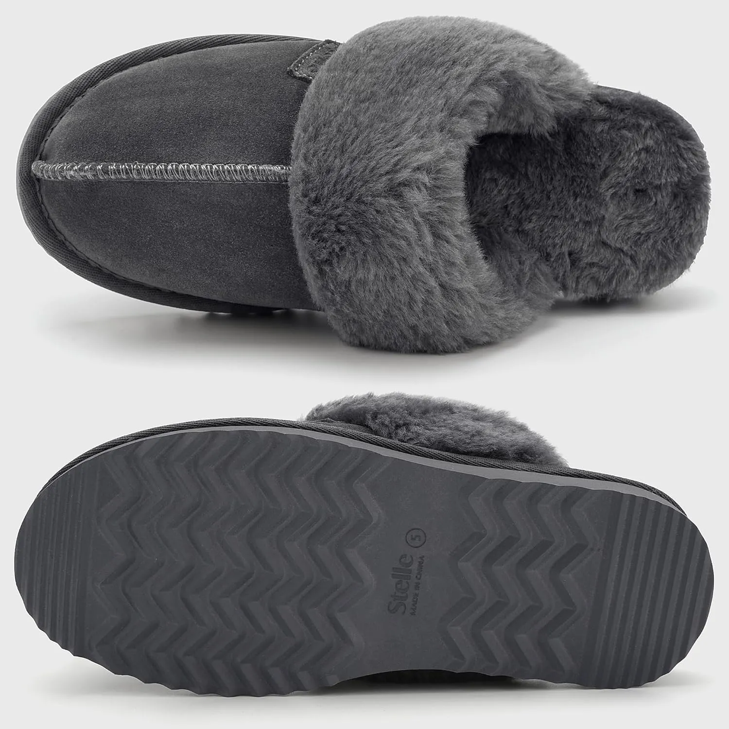 Stelle Women's Furry Platform Comfy Slippers Winter Fluffy Cozy Plush Home Shoes Indoor Outdoor