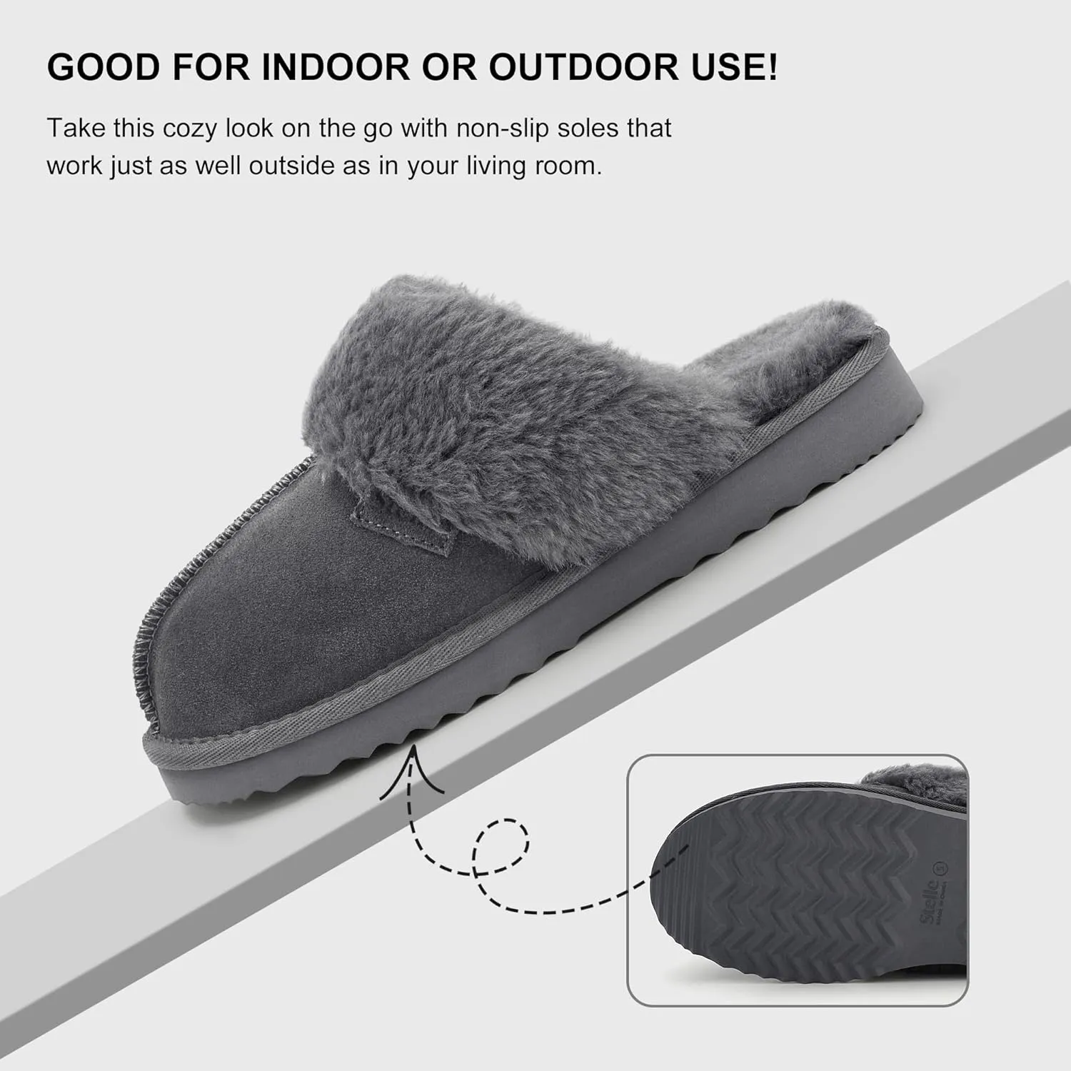 Stelle Women's Furry Platform Comfy Slippers Winter Fluffy Cozy Plush Home Shoes Indoor Outdoor