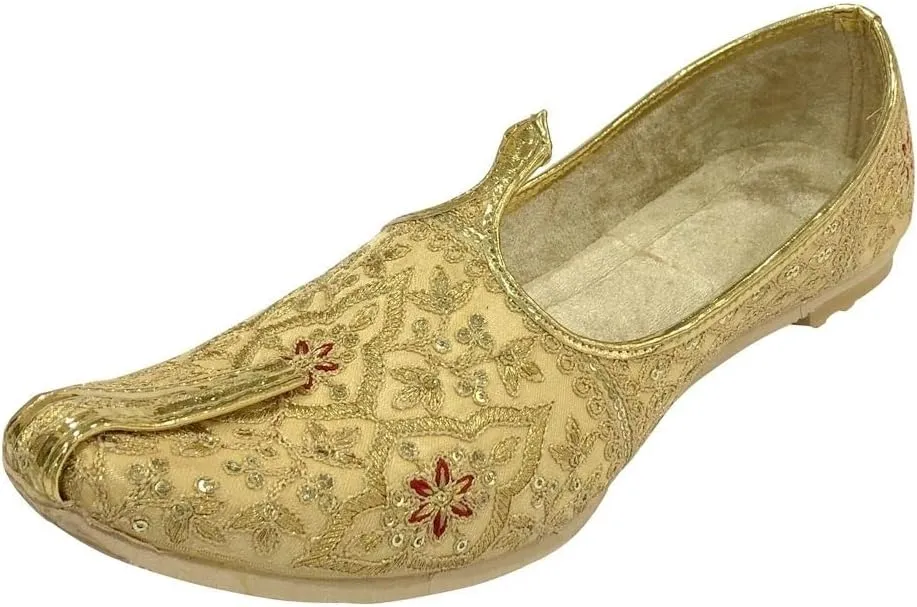 Stop n Style Men Juti for Wedding Sherwani Shoes Traditional Khussa Embroidery Handmade Ethnic Mojari Punjabi Jutti