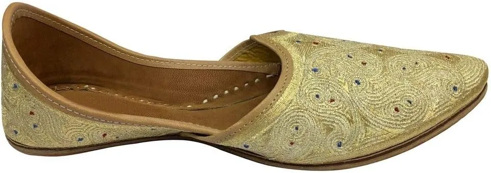 Stop n Style Punjabi Juttis for Men Sherwani Shoes Groom Shoes Formal Wedding Shoes Beaded Shoes Flat Mojari