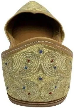 Stop n Style Punjabi Juttis for Men Sherwani Shoes Groom Shoes Formal Wedding Shoes Beaded Shoes Flat Mojari