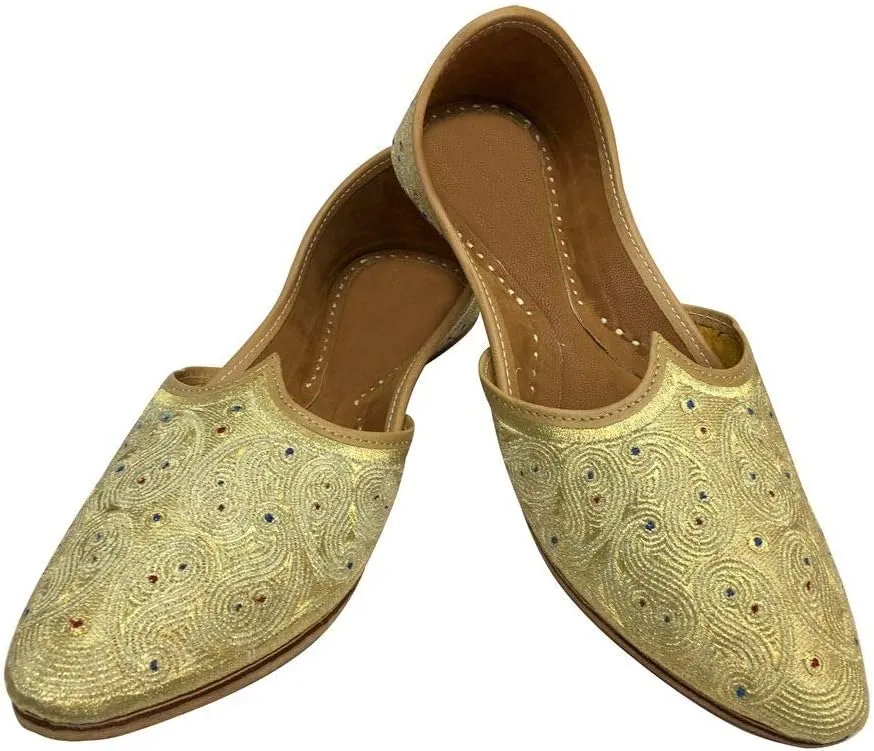 Stop n Style Punjabi Juttis for Men Sherwani Shoes Groom Shoes Formal Wedding Shoes Beaded Shoes Flat Mojari